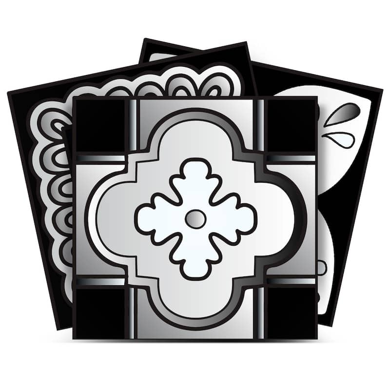 12" X 12" Black White and Gray Mosaic Peel and Stick Removable Tiles - White/Black/Gray