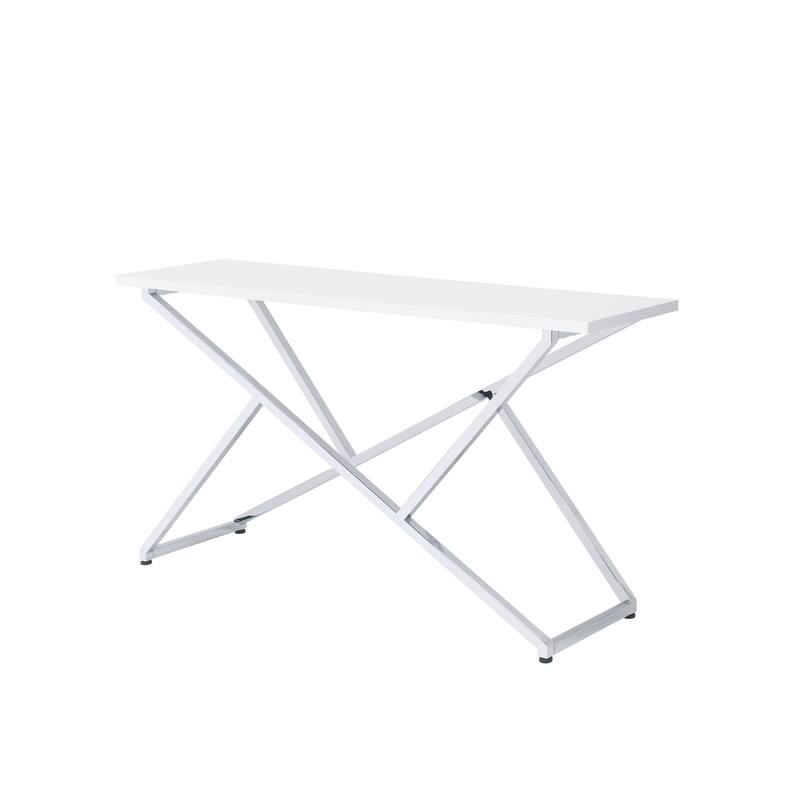 Cano Glam High Gloss White 60-inch Sofa Table by Furniture of America - High Gloss White
