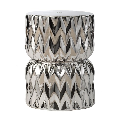 A&B Home Shiny Silver 18-inch Chevron Ceramic Stool