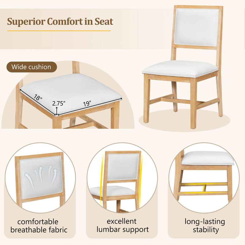 5-Piece Dining Table Set Extension from 42.5 to 58.2-Inches with 4 Upholstered Chairs, Wood Kitchen Dining Table & Chair Set