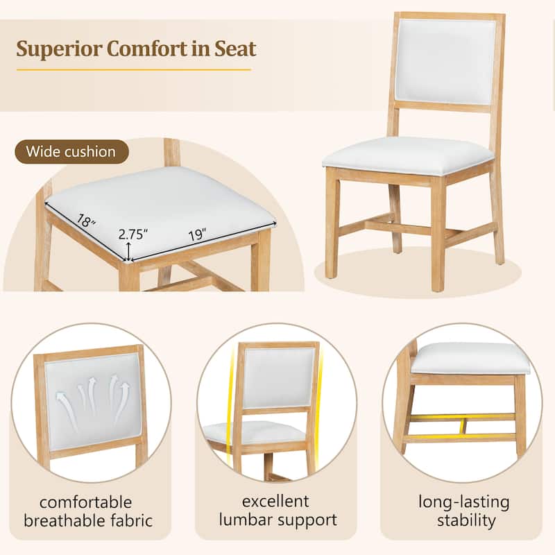 Roomfitters Farmhouse Extendable Dining Table, 4 Upholstered Chairs, 5-Piece Kitchen Furniture