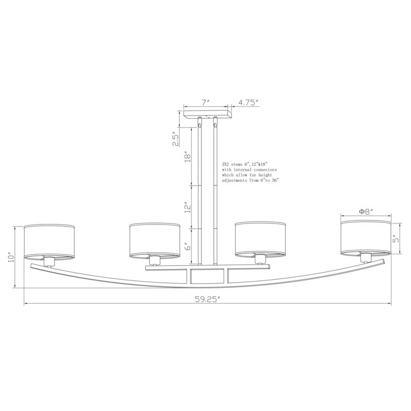 Forte Lighting 4 Light 59" Wide Linear Chandelier