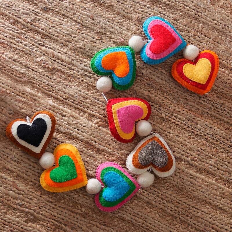 Novica Handmade Vivacious Love Wool Felt Garland - Multi