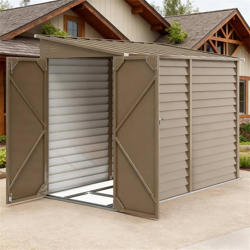 Outdoor Storage Shed Metal Shed with Foundation Kit, Lockable Doors and Gloves