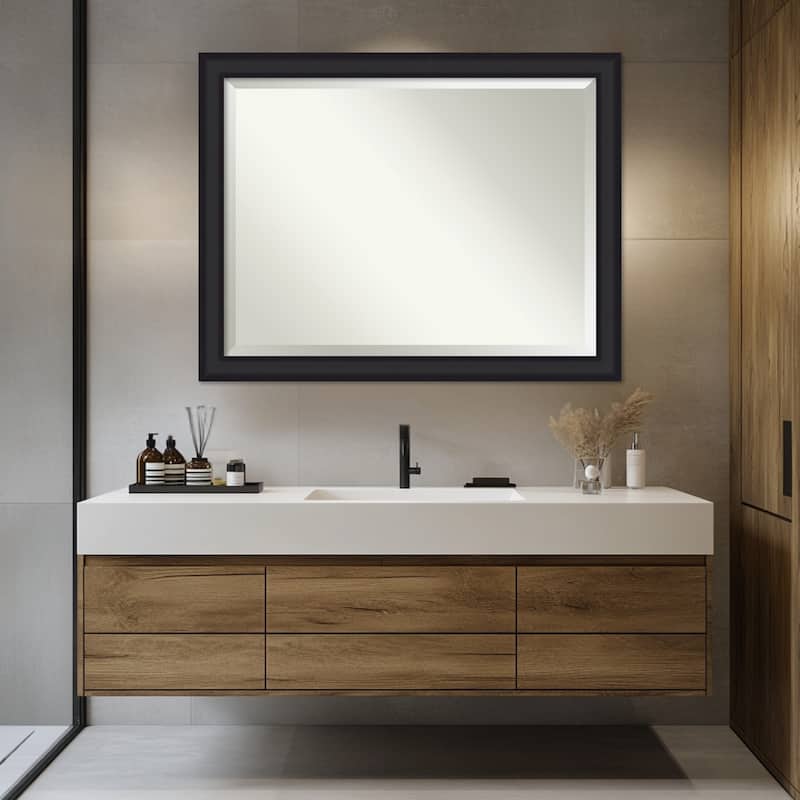 Oliver Beveled Wood Framed Bathroom Vanity Wall Mirror