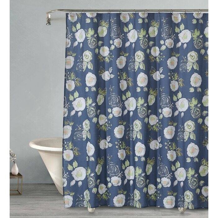 Style Quarters Laurel Shower Curtain Fresh Natural 72X72 - 72*72 - Blue/Kistner Floral Single