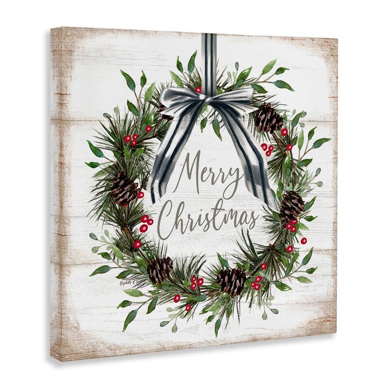 Stupell Rustic Christmas Pinecone Wreath Canvas Wall Art Design By Elizabeth Tyndall