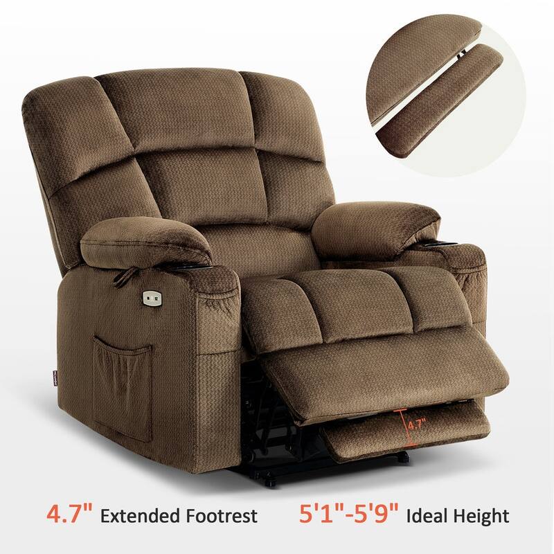 MCombo Lay Flat Dual Motor Power Lift Recliner with Massage and Heat for Elderly People, Infinite Position, Fabric R7677