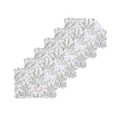 Lana Palms Reversible Machine Washable Scallop Quilt Placemats Set of 6