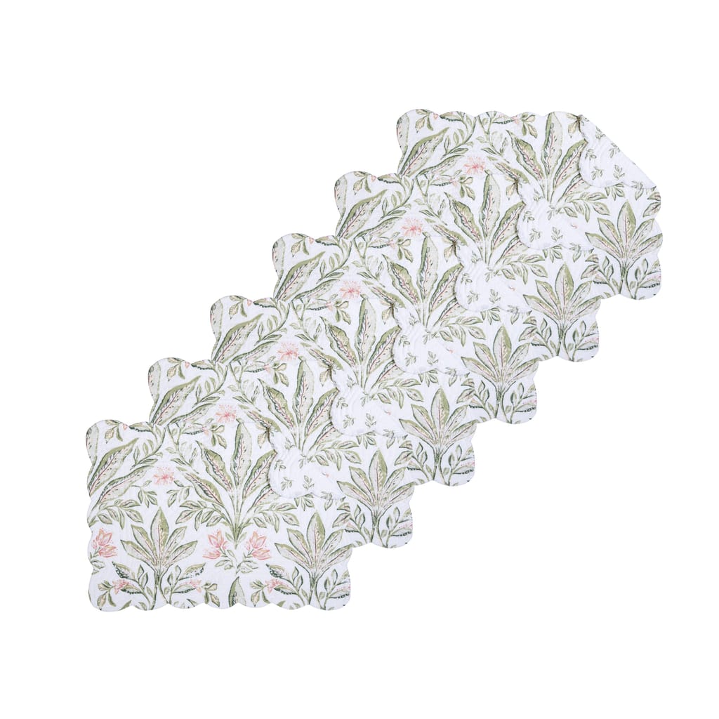 Lana Palms Reversible Machine Washable Scallop Quilt Placemats Set of 6