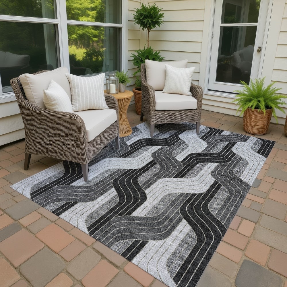 Machine Washable Indoor/ Outdoor Modern Pathway Chantille Rug