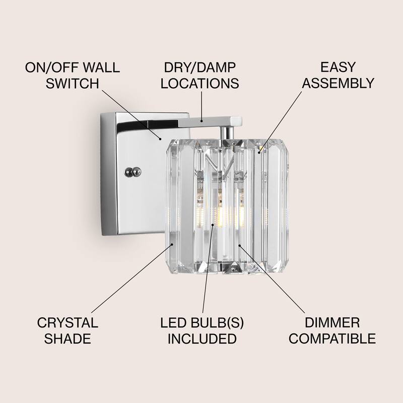 Spaulding Prism Vintage Metal/Glass Classic Glam LED Vanity Light, by JONATHAN Y