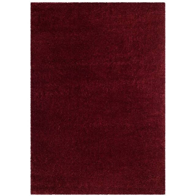 SAFAVIEH Laguna Shag Verdiana Solid Color 2-inch Thick Shag Rug - 8'6" x 12' - Maroon