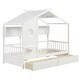 preview thumbnail 2 of 9, Twin Size House Bed with 2 Storage Drawers and Fence Guardrails