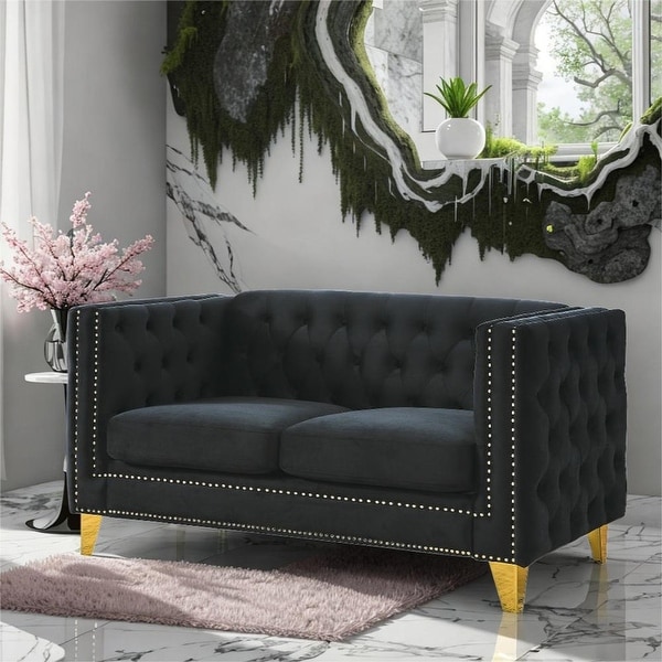 Black chesterfield 2025 two seater sofa