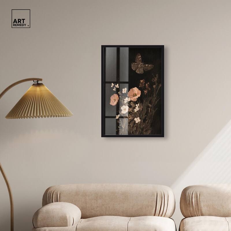 Poppy and Moth I Shadowbox by Art Remedy