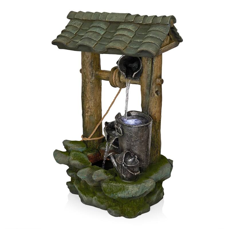 Polyresin Well Fountain with LED Lights