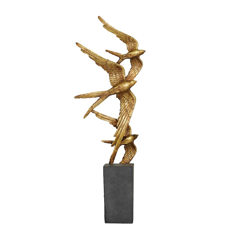 Gold Polystone Bird Decorative Sculpture