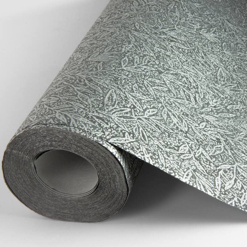 Advantage Sayuri Charcoal Leaf Trail Wallpaper - 20.9in x 396in x 0.025in - 20.9in x 396in x 0.025in