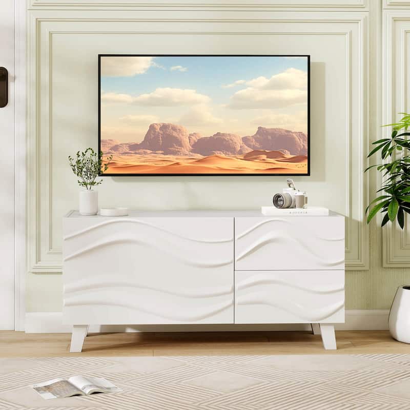 Costway 38" TV Stand for 44-Inch TV with DrawersEngraved Media Console - See Details
