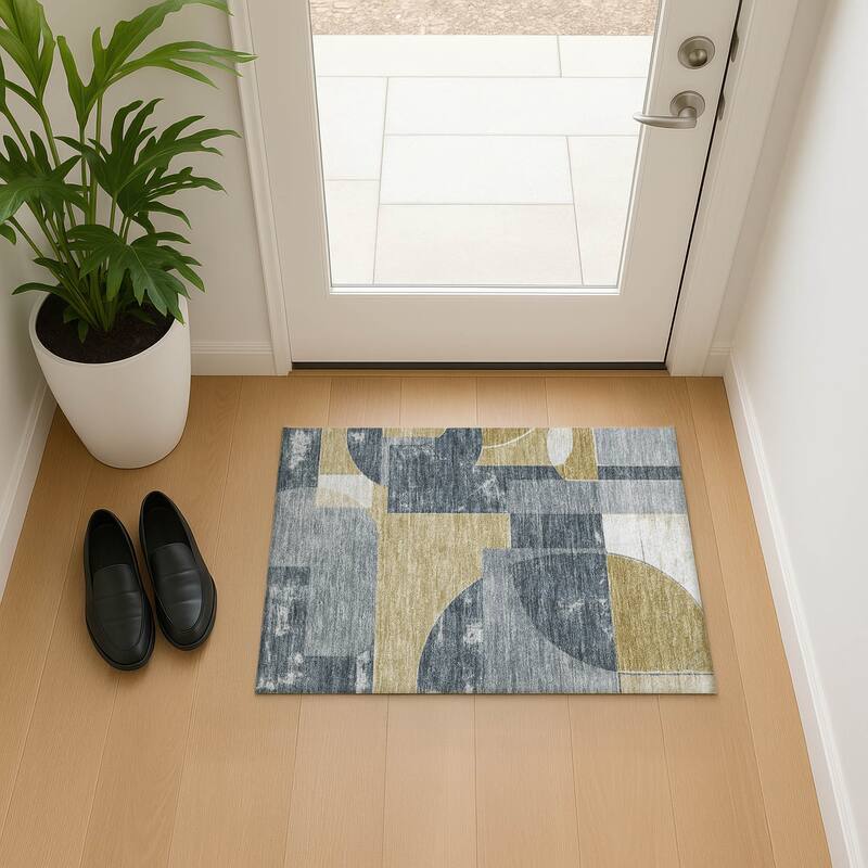 Premium Washable Super Soft Geo Modern Mayfield Rug - Gray - 1'8" x 2'6"