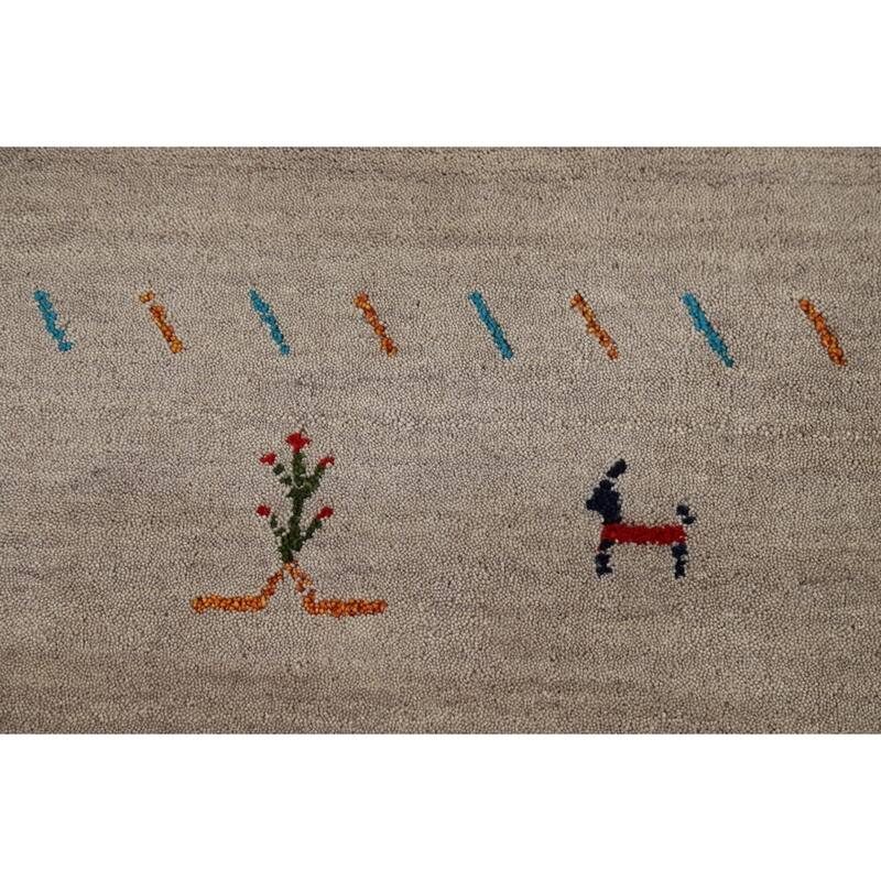 Tribal Gabbeh Oriental Rug Hand-Knotted Modern Wool Carpet - 5'7"x 7'11"