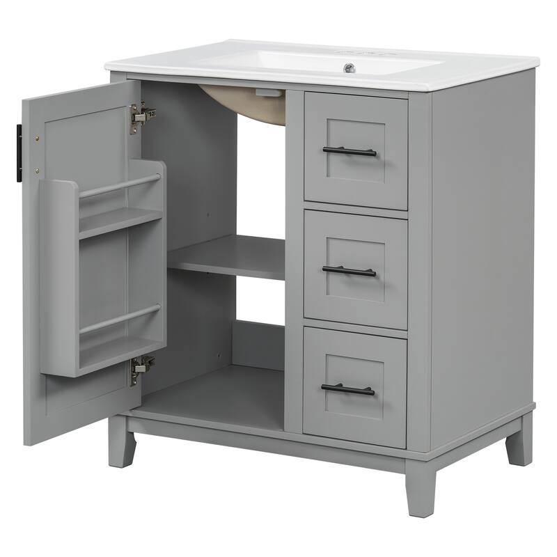 30-inch bathroom vanity with ceramic sink