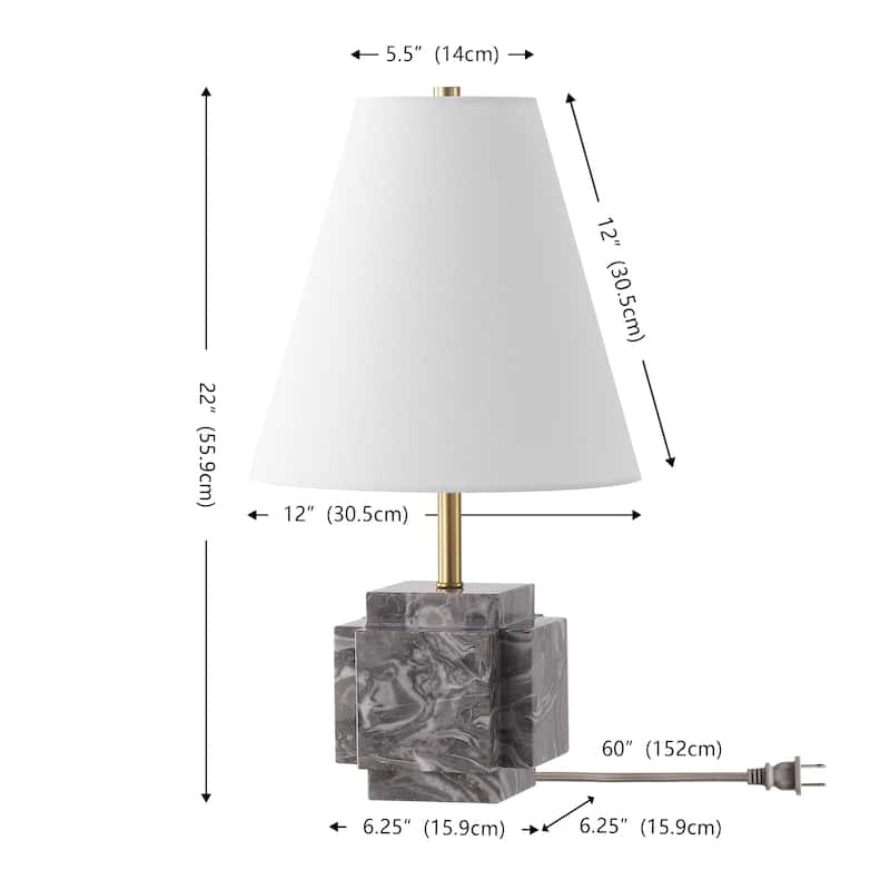 SAFAVIEH Lighting Maia, 22-inch, Marble Table Lamp - 12"W x 12"D x 22"H