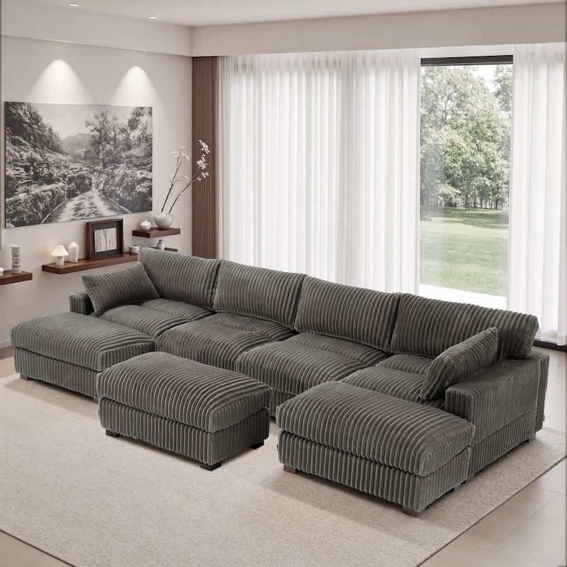 6-Piece 118.4"W Plush Oversized Modular Sectional Sofa Set