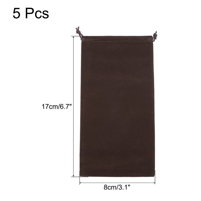 Microfiber Pouch Soft Storage Drawstring Gift Bags for Glasses Wedding - Brown - 17x8cm