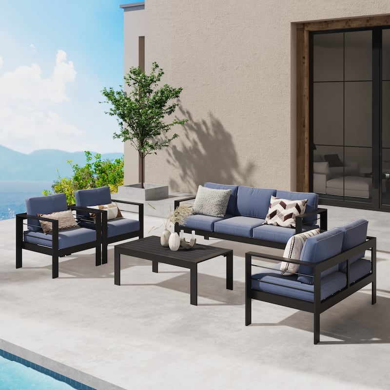 Royalcraft 5 Piece Aluminum Outdoor Sectional Seating Group - Blue