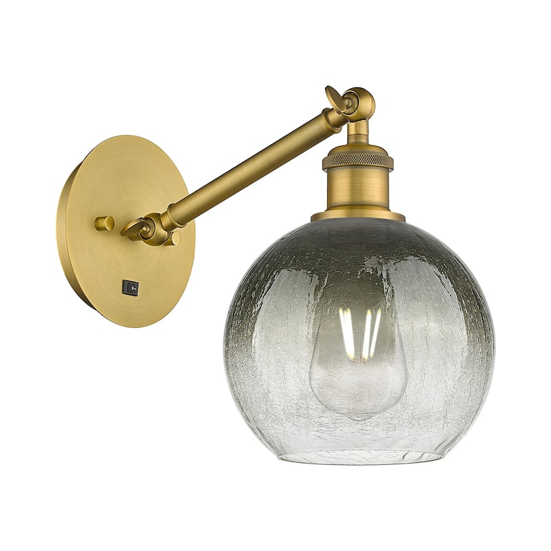 Innovations Lighting 317-1W-11-8 Brookhaven Globe Sconce Brookhaven - Brushed Brass / Slate