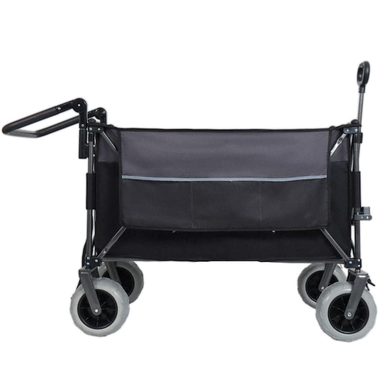 Multi-Functional Push-Pull Folding Wagon Cart With Rotating Handle & 9"X4" Beach Tires For Camping & Beach-300l Xl Heavy-Duty