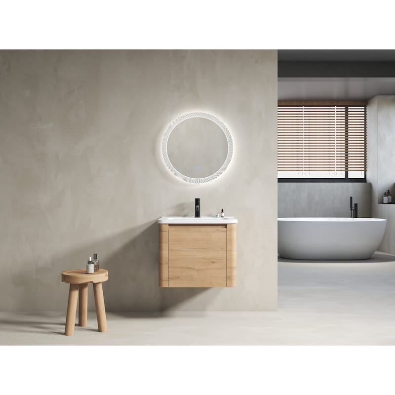 Wall-Mounted Bathroom Vanity with Ceramic Sink