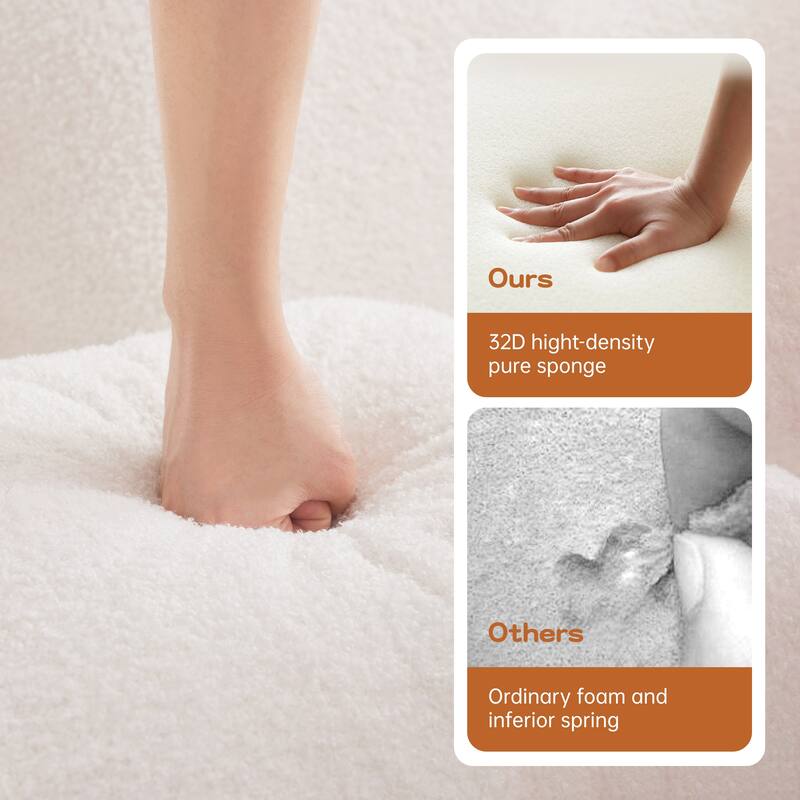 4-Seat Teddy Fabric No Assembly 32D High Density Sponge Boneless Sofa