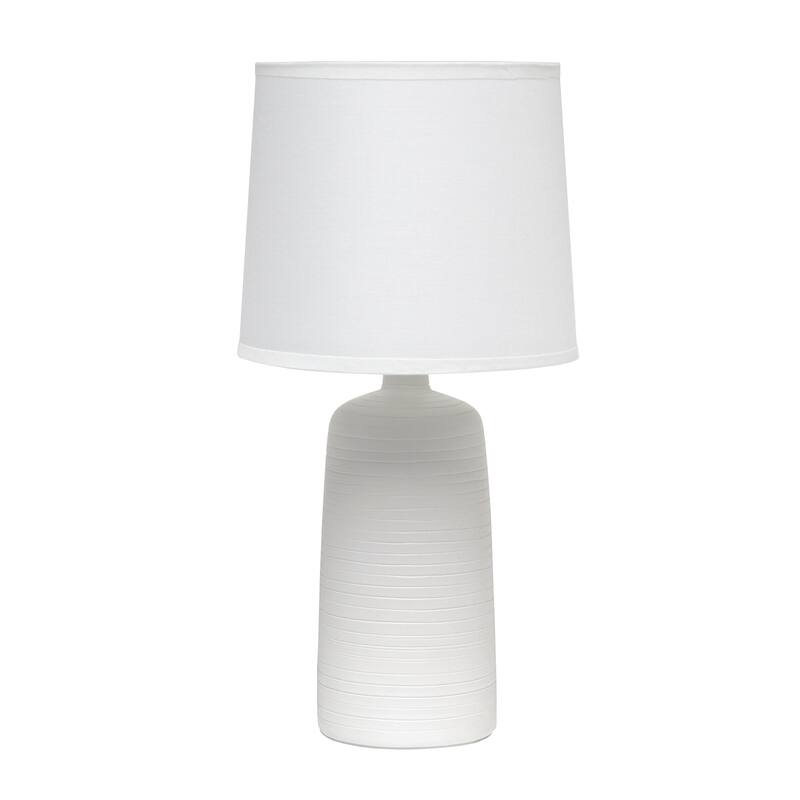Simple Designs Textured Linear Ceramic Table Lamp, Off White - N/A