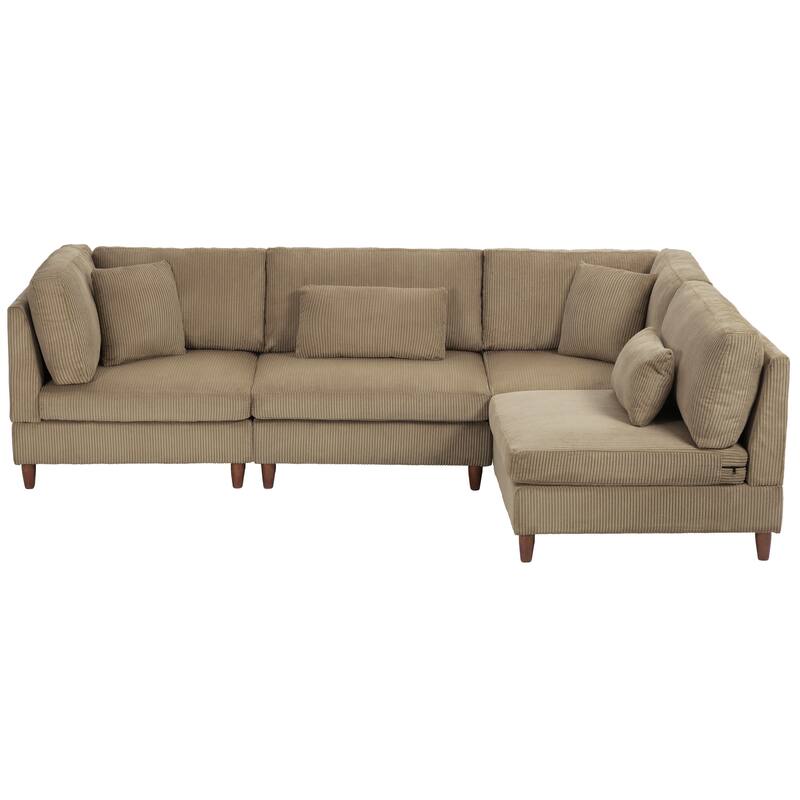 4-Piece Oversized Reversible Upholstered Sectional Modular Sofa