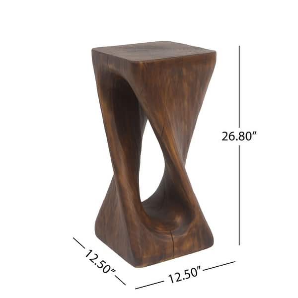 dimension image slide 5 of 8, Christopher Knight Home - Aurelian Quenby MGO Lightweight Concrete Twist End Table with Wood-Grain Texture