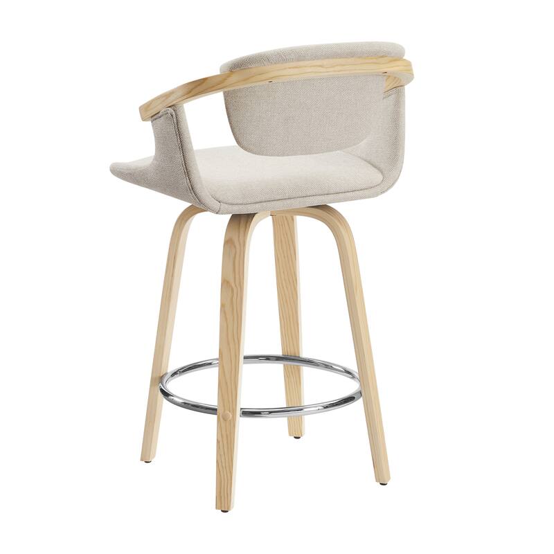 Art Leon Poplar Wood and Upholstered Swivel Barstool