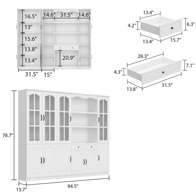 Modular White Contemporary Office Storage Display Cabinet w/UV Finish