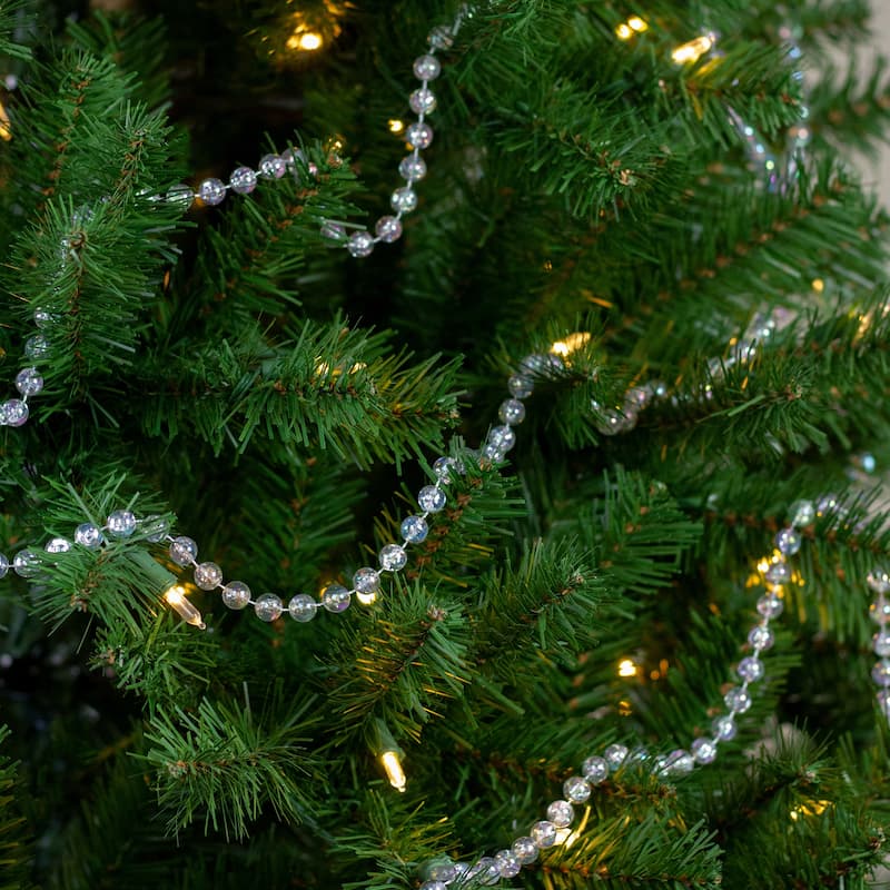 33'x0.25" Shiny Clear Iridescent Beaded Artificial Christmas Garland
