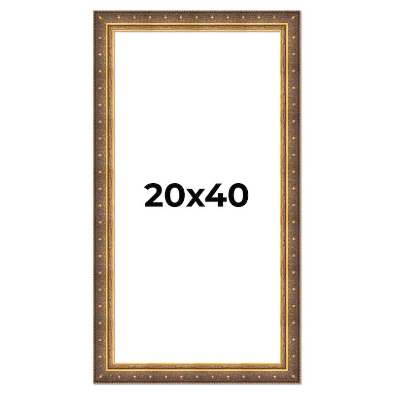 20x40 Frame Gold Real Wood Picture Frame inches Interior Frame Depth 1 inches Museo Bronze Ornate Photo Frame with UV Acrylic