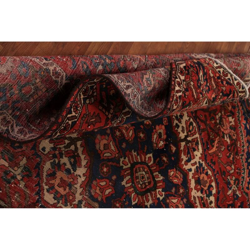 Bakhtiari Persian Vintage Area Rug Hand-Knotted Red Wool Carpet - 6'8" x 9'7"