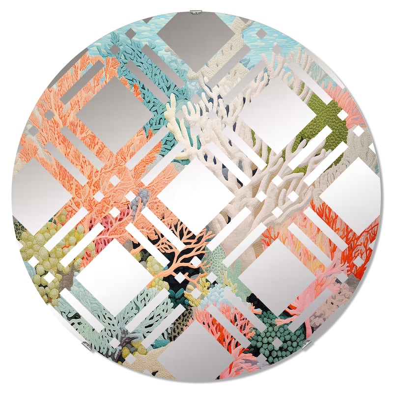 Designart "Colorful Coral And Anemones Scenery I" Coastal Coral Peach Nautical & Coastal Wall Mirror For Hallway
