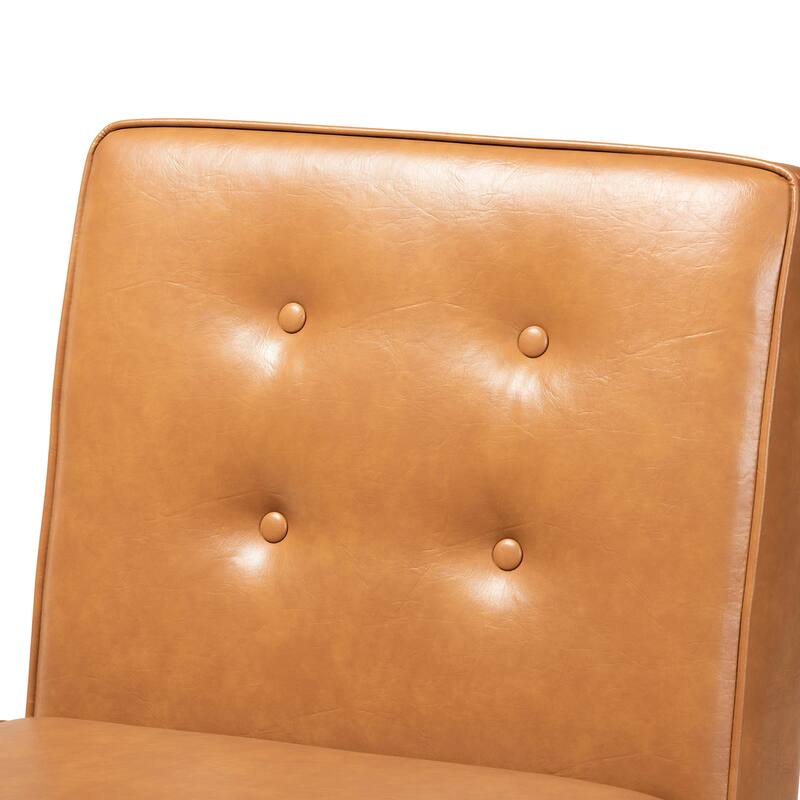 Arvid Tan Faux Leather and Walnut Brown Finished Wood Dining Chair