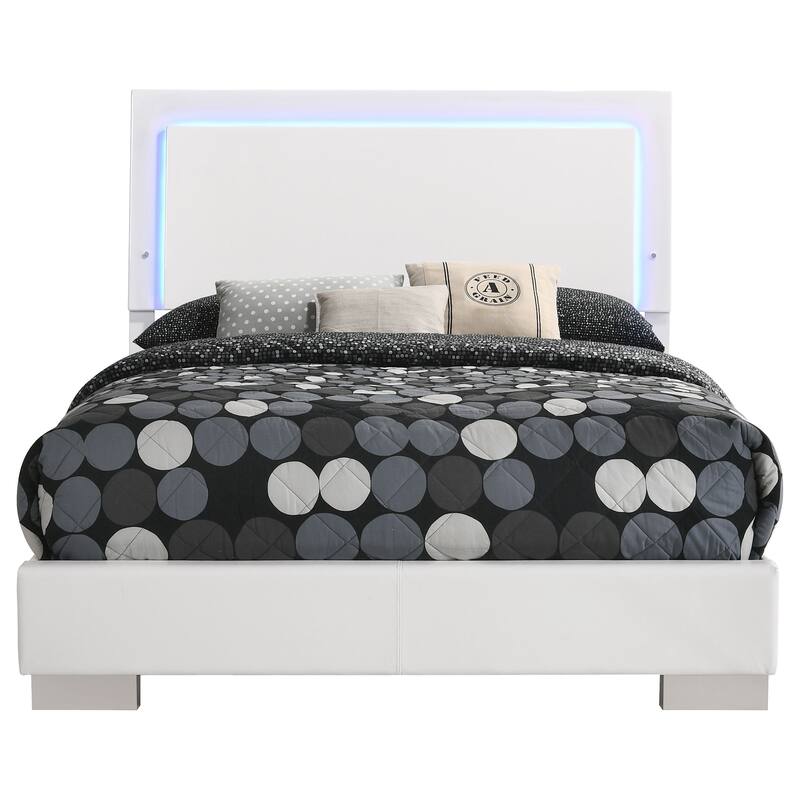 Felicity Wood LED Panel Bed White High Gloss