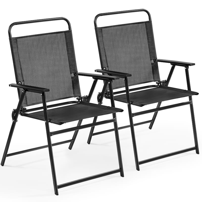 Yaheetech 2pcs Folding Dining Chairs All-weather Folding Lawn Chairs - Black