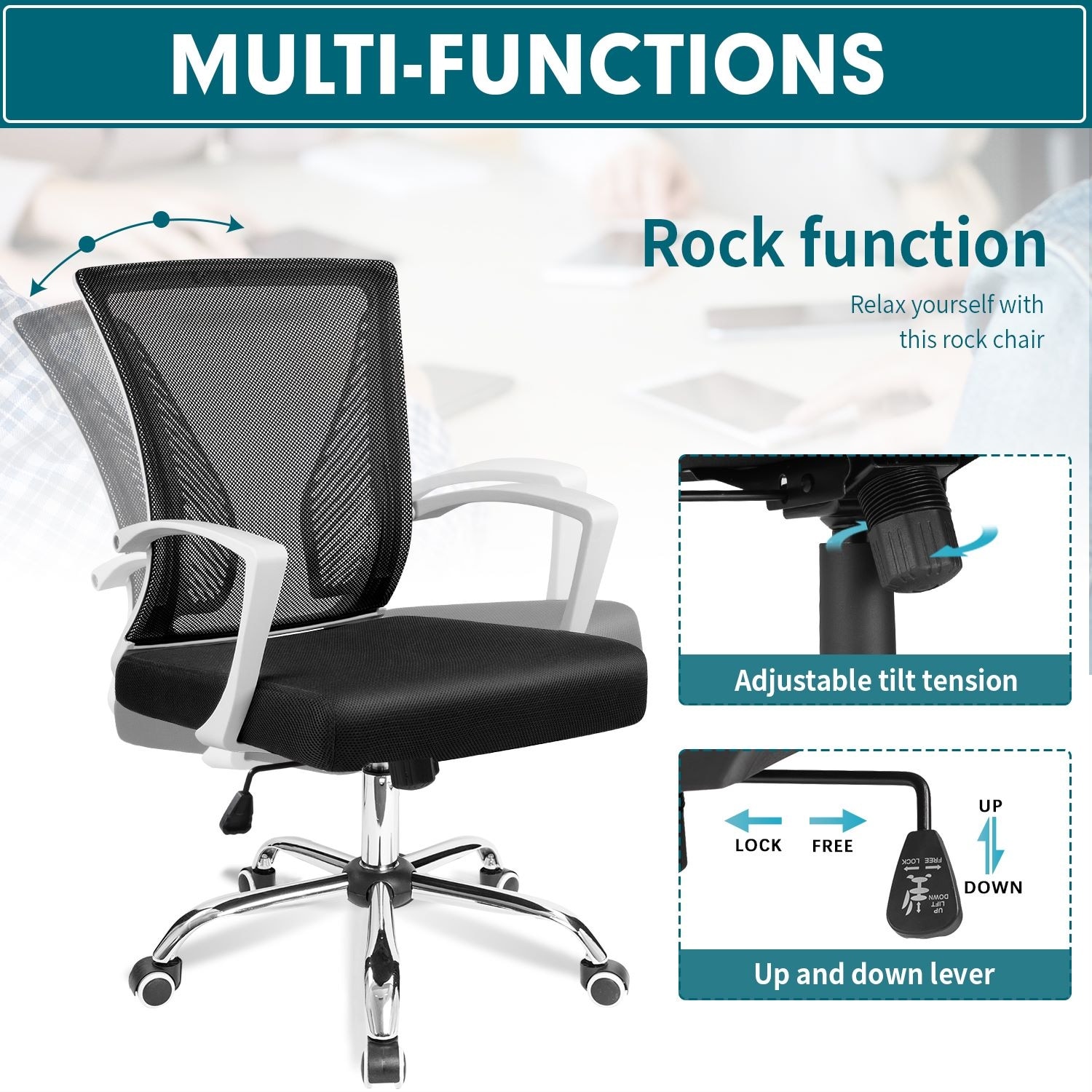Homall Office Chair Ergonomic Desk Chair with Lumbar Support On