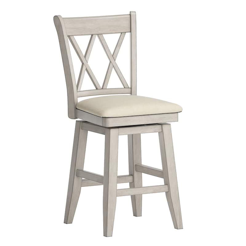 Eleanor Double X Back Wood Swivel Bar Stool by iNSPIRE Q Classic - Counter Height - Antique White