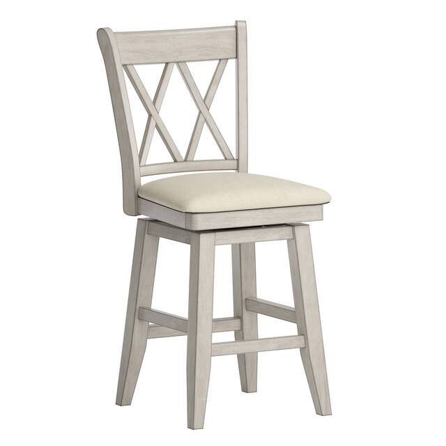 Eleanor Double X Back Wood Swivel Bar Stool by iNSPIRE Q Classic - Antique White - Counter height